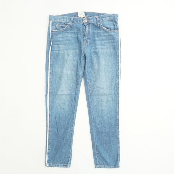 Current/Elliott The Fling Boyfriend Slim Jeans Womens Size 28 White Stripe - Picture 1 of 10